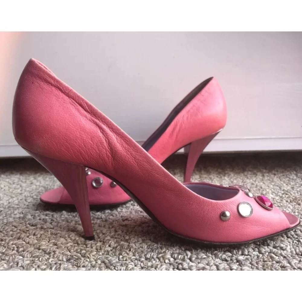 Marc Jacobs‎ 8 Leather Gem Peep Toe Pumps Heels